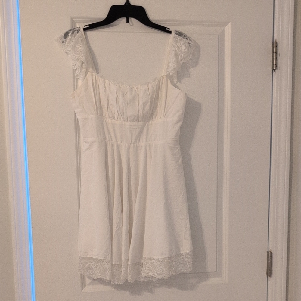 American Threads White Lace Mini Dress